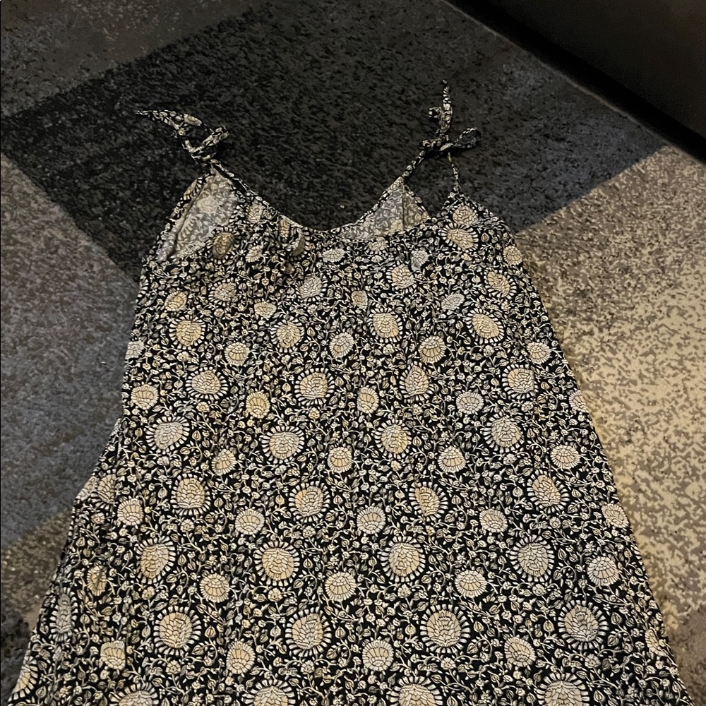 Floral Black / cream/ yellow/ and White Sleeveless Dress